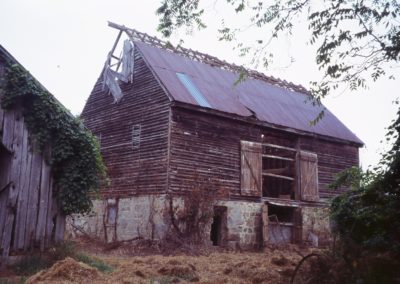 Montjoy Barn, moving and reconstruction, July 2007.