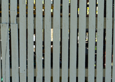 Close-up of slatted walls