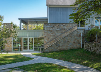 View of lower-level nature center stone wall